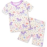 babee Reshinee Bamboo Viscose Toddler Unicorn Mermaid Girls Kids Pajamas Short Sleeve Summer Cool Snug fit Pjs 12M-8Y 2pcs