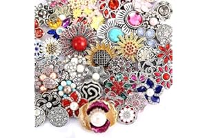 LKLDM 10PCs Mixed Style Rhinestones Snaps Jewelry Charms Ginger Buttons 18/20mm for Interchangeable Snaps Jewelry Making Women Teens Girls DIY Bracelets Necklaces Rings Brooch Accessories(Multi-Color)