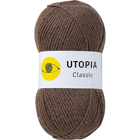 maDDma ® 100g Strickgarn Utopia Classic Uni Strickwolle Handstrickgarn Klassikgarn, Farbwahl, Farbe:U29 Dunkelbraun