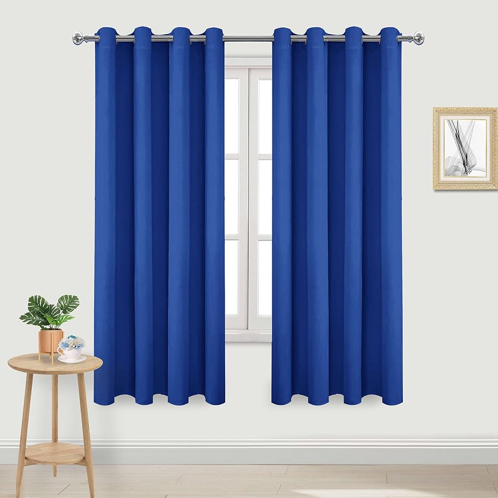 DWCN Blackout Curtains 55 x 79 Blue 2 Panels Thermal Insulated Eyelet