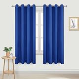 DWCN Blackout Curtains 55 x 79 Blue 2 Panels Thermal Insulated Eyelet