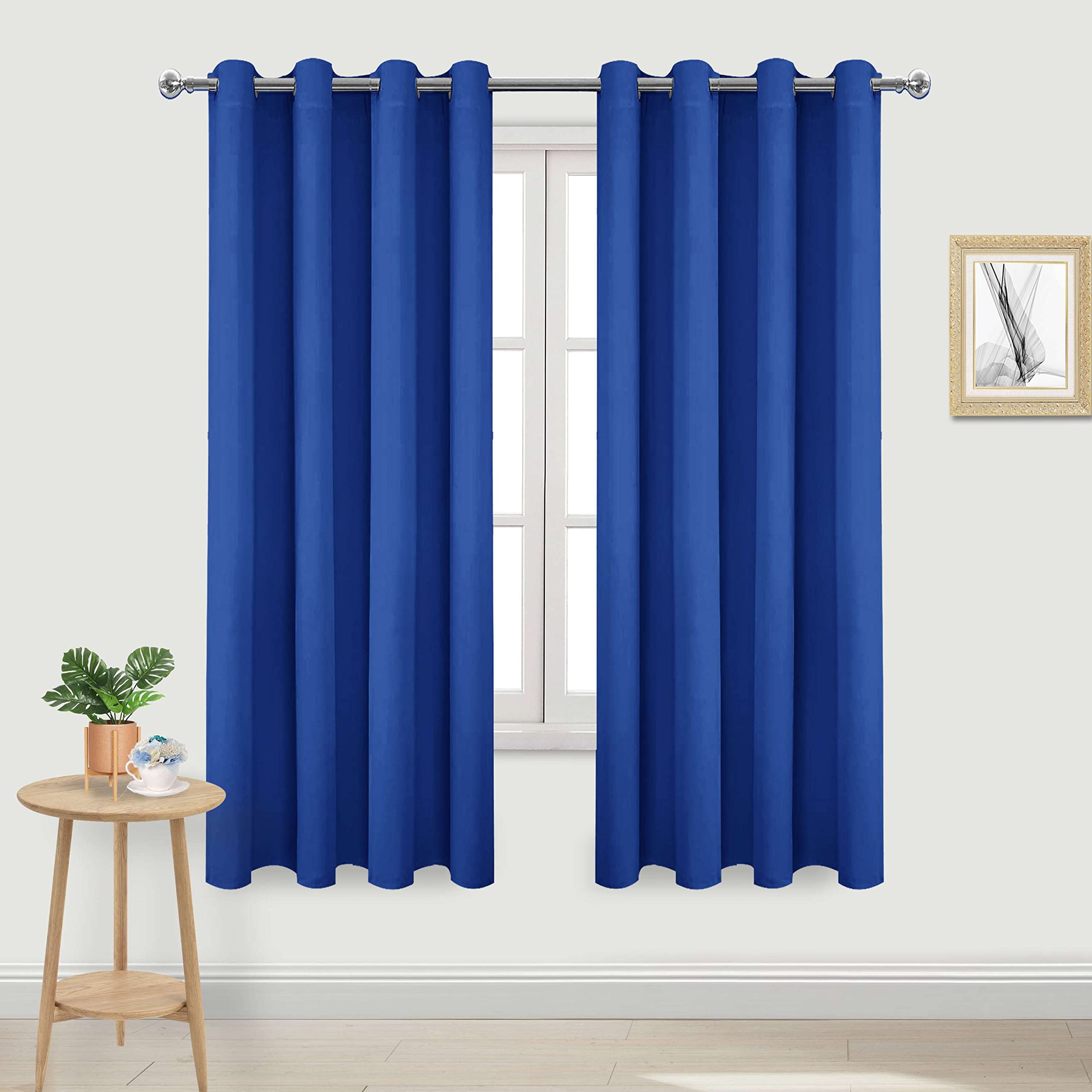 DWCN Blackout Curtains for Bedroom - Thermal Insulated Light Blocking Eyelet Window Curtains for Living Room 55 x 79 inch Length, Blue, 2 Panels — image 1
