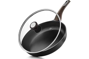 SENSARTE Nonstick Frying Pan Skillet with Lid, 11 Inch Non Stick Pan Wok, Healthy Kitchen Cooking Sauté Pans with Cover, Free