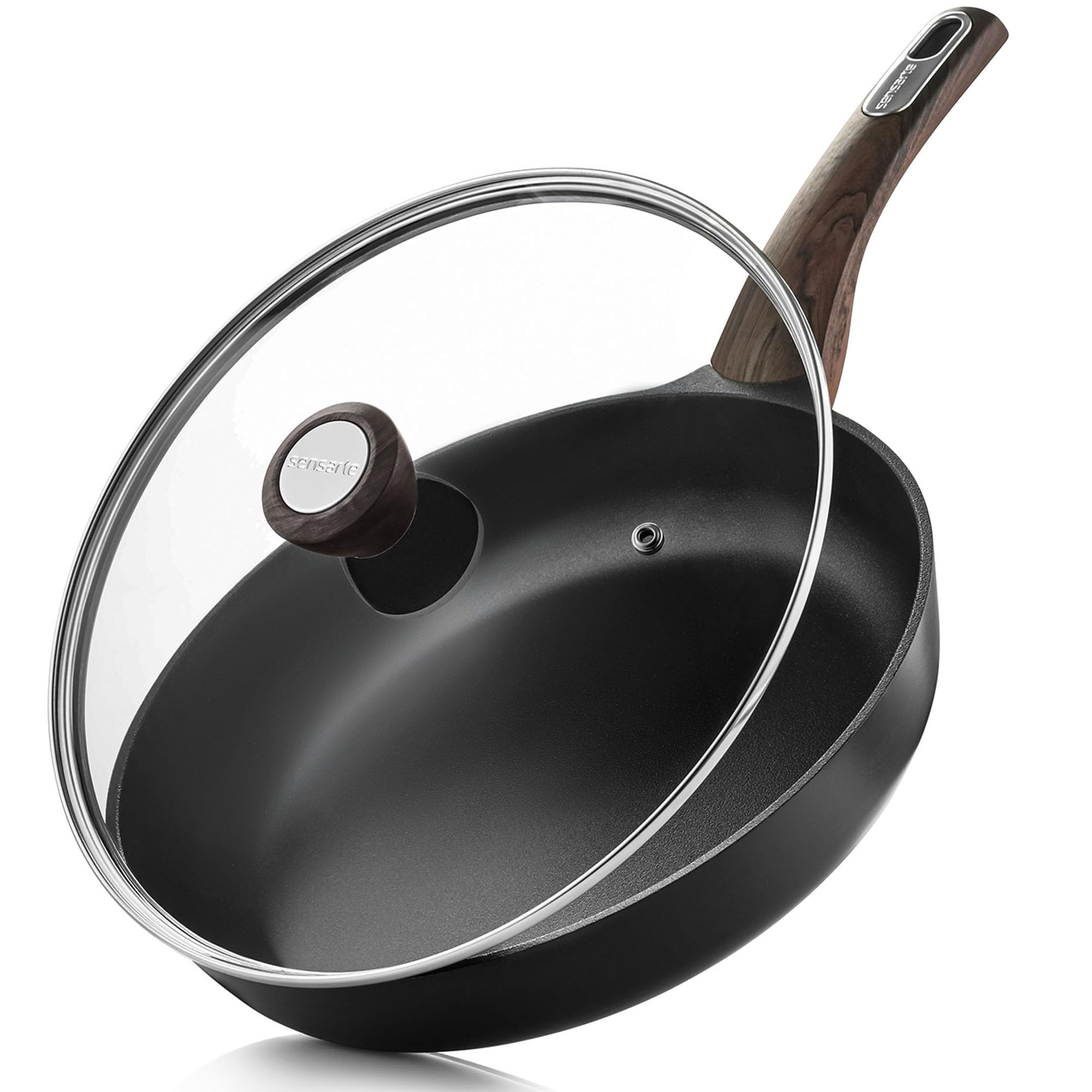 Photo 1 of SENSARTE Nonstick Frying Pan Skillet with Lid, 11inch Non Stick Pan Omelette Pans, Healthy Kitchen Cooking Chef's Pan with Cover, Free of Intentionally Added PFOA/PFOS, Induction Compatible, Black