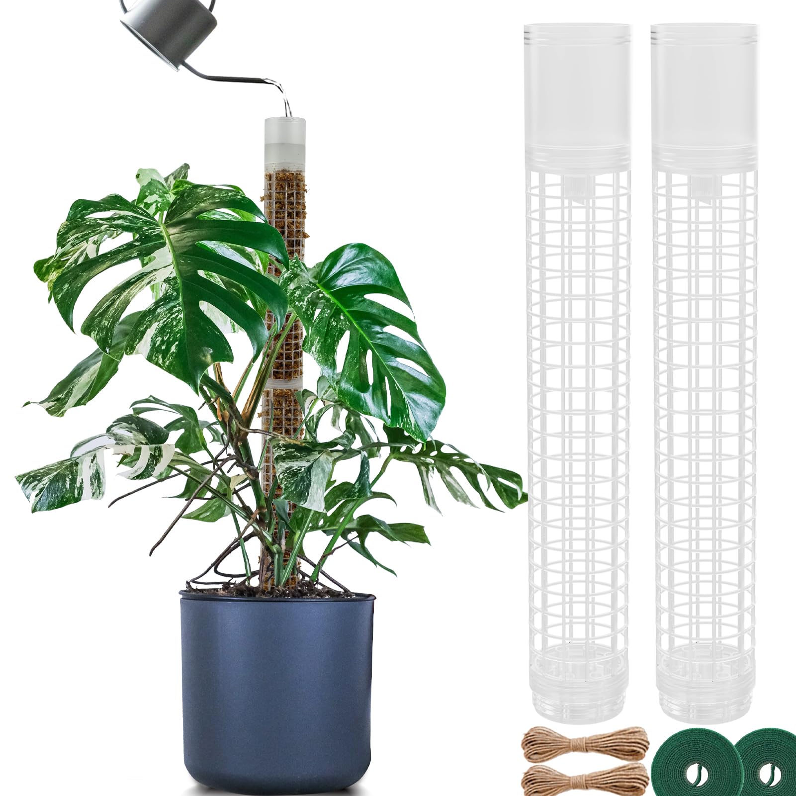 BDHHFAM Self-Watering Moss Stick - 2 x 44 cm Extendable Plant Supports for Indoor Plants - 80 cm Plastic Moss Stick for Training Plants Climbing Up Use with Moss Pad