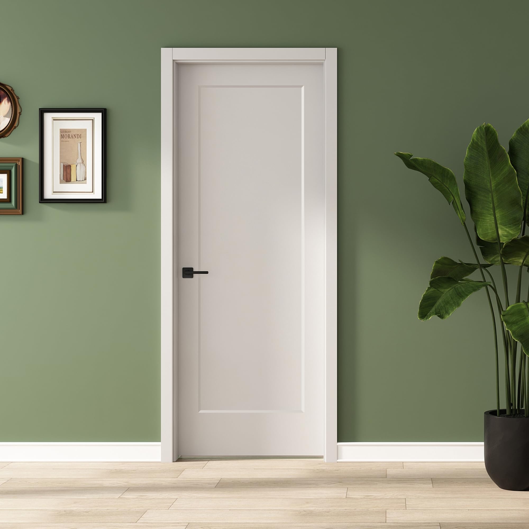 Photo 1 of BARNSMITH 30x80 in 1-Panel White Primed Molded Door Slab, Shaker Style Paintable Hollow Core Interior Door Panel, for Pocket, Swing, Sliding Door, Durable and Lightweight, No Assembly Required