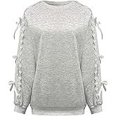 OYOANGLE Women's Bow Crewneck Sweatshirts Y2K Lace Trim Raglan Long Sleeve Pullover Tops