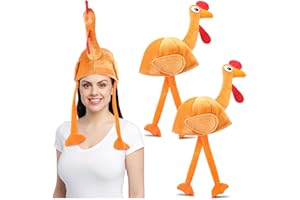 Jamntower 2 Pcs Thanksgiving Turkey Hats for Adult Plush Turkey Hat Thanksgiving Costume Cap Dress up Party Cosplay Accessory