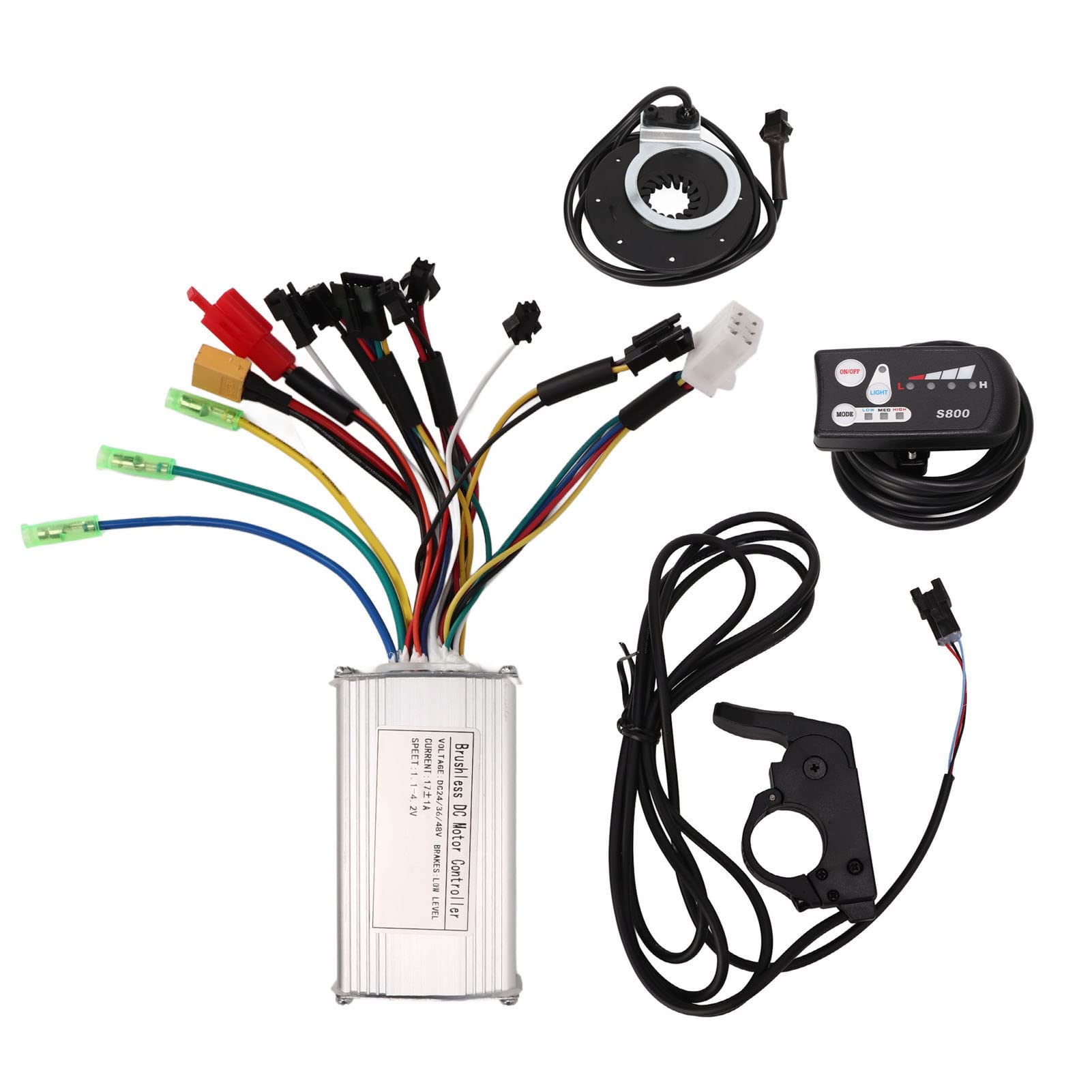 Alomejor Electric Bike Motor Controller Kit Brushless Motor Sine Wave Controller Booster Thumb Throttle Meter Set 24V 36V 48V