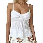 Women Y2K Cami Shirt Sexy V Neck Sleeveless Peplum Crop Top Spaghetti Strap Babydoll Tank Tops Going Out Camisole