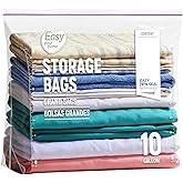 10 Gallon Jumbo Zipper Lock Storage Bags,24" x 20.5"+7",Reusable XL Size Plastic Bag with Zip Top and Bottom for Food,Clothin