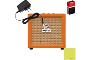 LIQUID AUDIO Orange Crush Amp Mini 3W Analogue Combo Battery Powered Amp Bundle with AC Power Adapter, 9V Battery & Polishing Cloth - Electric Bass Guitar Amp, Portable Practice Amp, Mini Speaker Amplifier