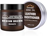 STARTSO WORLD Leather Recoloring Balm 8oz Leather Repair Kit Medium Brown