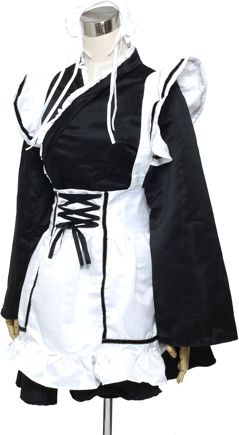 Amazon コススタイル Cosstyle コスプレ 衣装 和風 メイド服 着物 和装 メイド 黒 コスプレ 仮装 通販
