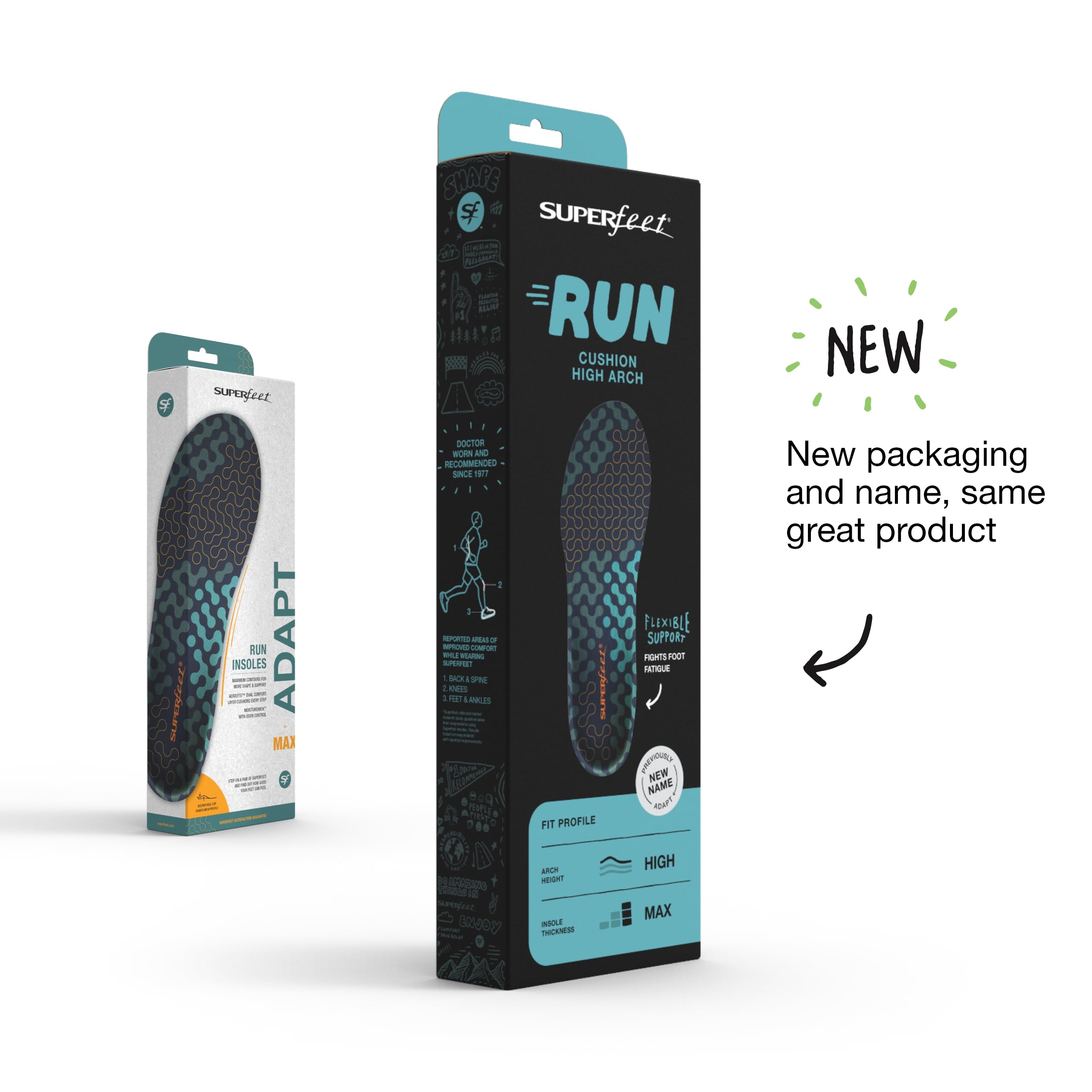 Superfeet Run Cushion High Arch Insoles - High Arch Support - Trim-to-Fit Inserts for Running Shoes - Professional Grade - 9.5-11 Men / 10.5-12 Women