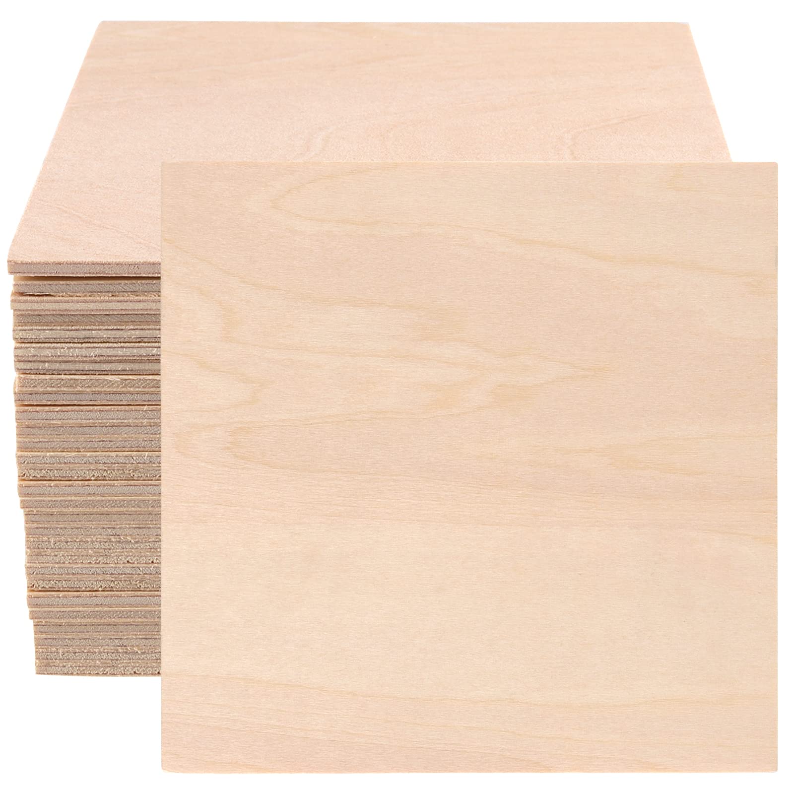 MANCHAP 60 PCS 100x100x2mm Square Plywood Wood Sheets, Thin Craft Basswood Sheets Wooden Board for DIY, Painting