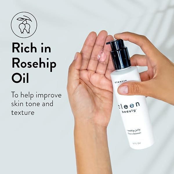 CLEEN BEAUTY ROSEHIP JELLY FACE CLEANSER | JELLY FACIAL CLEANSER WITH ROSEHIP OIL & ROSE WATER | FACE WASH FOR WOMEN | GENTLE FACE CLEANSER FOR WOMEN – PARABEN FREE | ROSEHIP FACIAL WASH (6 FL. OZ)