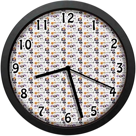 Amazon Co Jp 代替楽器の繰り返しアイコン寝室 居間 事務所などの壁掛け時計 直径24 7cm ホーム キッチン