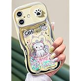 Toycamp for iPhone 16 Plus Case 6.7" - Women Girls Cute Phone Cover Cats with Sliding Camera Cover Girly Glitter Kawaii Pretty Cartoon Unique Design Flowing Liquid Quicksand Case for iPhone 16 Plus