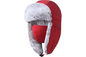 GADIEMKENSD Unisex Winter Ushanka Trapper Hat with Ear Flap Chin Strap and Windproof Mask