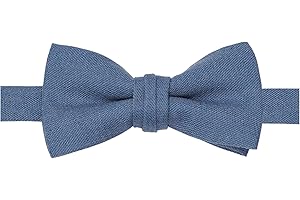 BELLUNO Solid Bow Tie Pre-Tied for Men and Boys, Cotton and Linen Blended Bowties