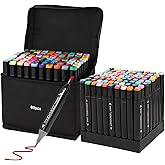 Hyrrt 80 Colors Art Markers Pens, Dual Tips Alcohol Markers Set with Base, Permanent Sketch Marker Set for Kids Adults Painting, Coloring, Illustrations,Sketching.