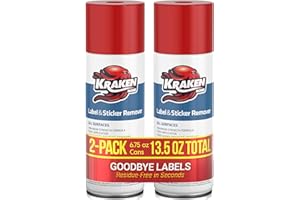KRAKEN BOND Label & Sticker Remover Spray - (2x6.7oz) Quick-Dissolve Adhesive Remover Spray with Citrus Scent, Removes Tar, Tape & Bumper Stickers on Multiple Surfaces, No Damage to Paint, 2 Pack