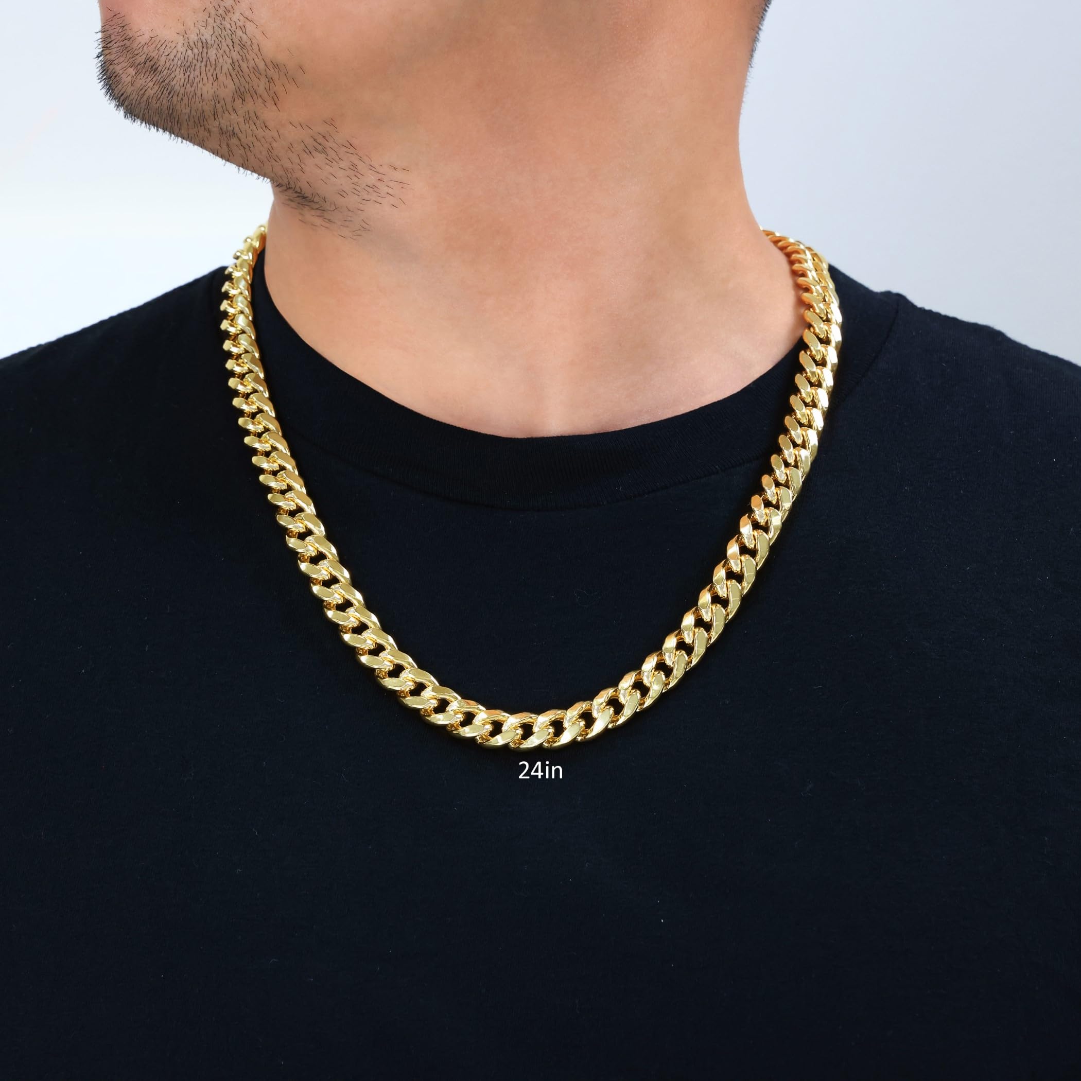 Nuragold 10k Real Yellow Gold Miami Cuban Link 11mm Thick Chain Necklace (18