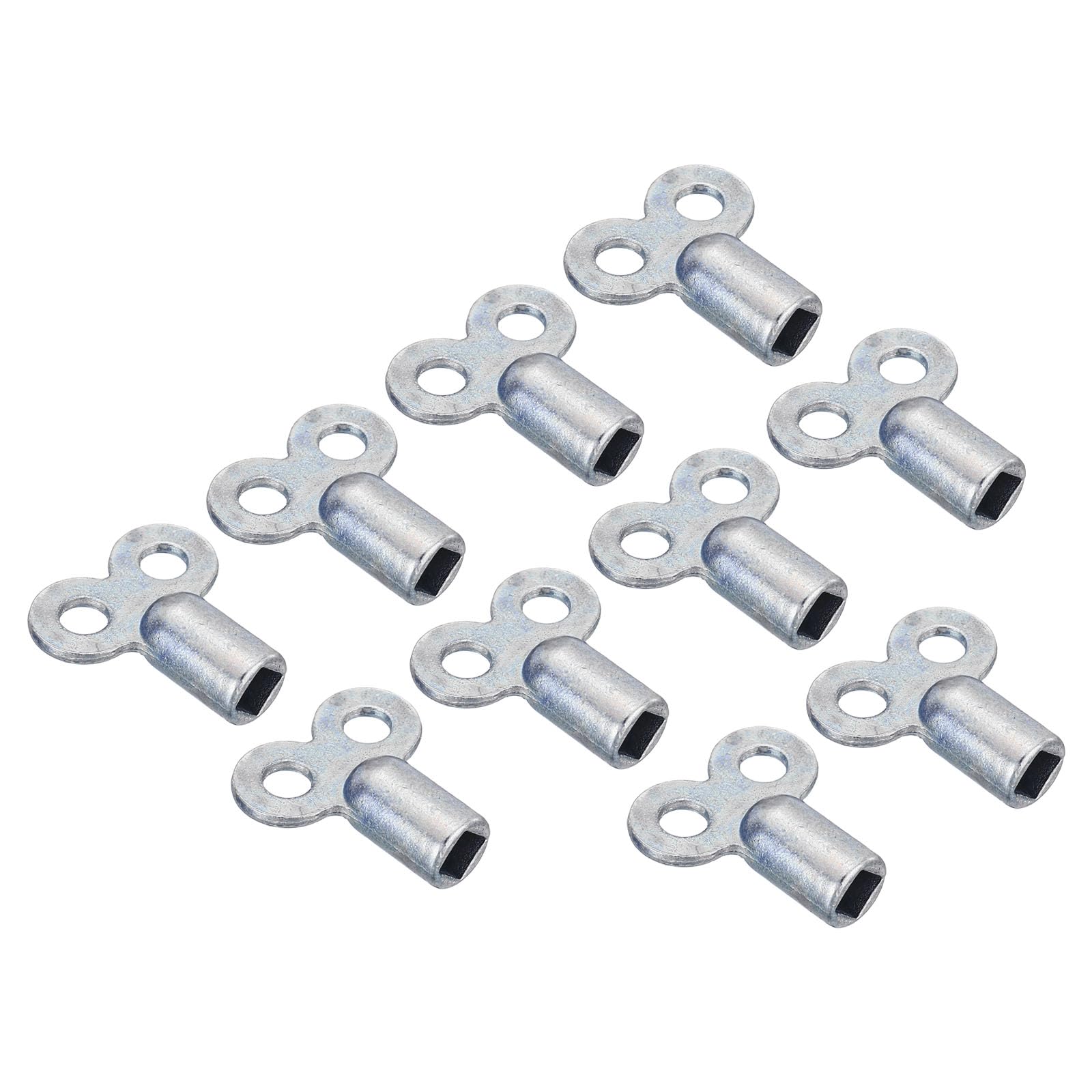 PATIKIL Radiator Valve Keys, 10 Pack Zinc Alloy Square Socket Vent Air Valve Key Wrench Plumbing Bleeder Tool Double Hole for Radiator Heater Faucet, Silver