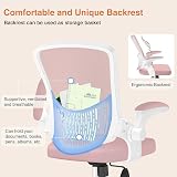 nasapaluro Ergonomic Desk Chair Pink with Flip-Up Armrests Mesh Back Lumbar view 3