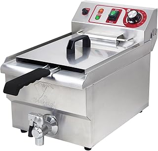 Beeketal 'BWF-101P' Profi Gastronomie Kaltzonen Fritteuse (11 Liter Volumen für max. 9 Liter Öl) Edelstahl Gastro Imbiss Friteuse mit Doppelheizspirale, Temperaturkontrolle und Fettablaufhahn