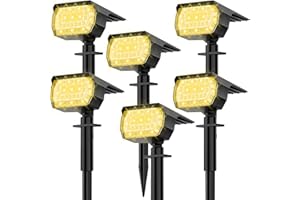 MinPea Solar Spot Lights Outdoor, [57 LED/6 Pack] Solar Lights Outdoor IP65 Waterproof, 3 Modes Solar Landscape Spotlights, Solar Powered Garden Yard Lights for Outside Patio Pathway Pool(Warm White)