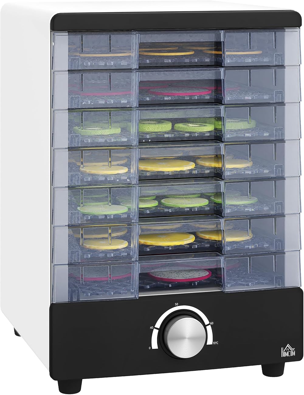 HOMCOM Food Dehydrator 7 Trays 350W Adjustable Temp 40-70°C White