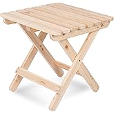 Shine Company Square Wooden Folding Solid Wood Side Table, Outdoor Adirondack Small Patio Table, Natural
