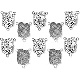 Gifts Catholic Inc. Pack of 10 - Holy Family Centerpieces for Rosary - 1" Silver Oxidized Bulk Rosary Making Supplies - Made in Italy