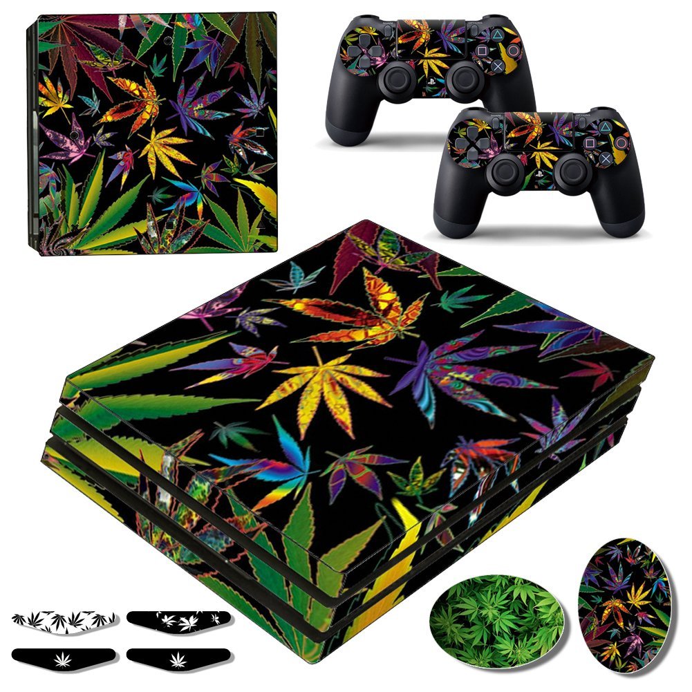 Marijuana Weed Leafs Vinyl One PS4 PRO Console Skin & Two