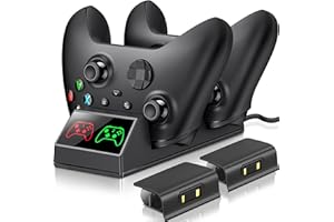ELISWEEN Controller Charger Station for Xbox one, Charging Station Pack, 2 x 1200 Rechargeable Battery Pack Compatible with Xbox Series X|S/Xbox One/Xbox One S/X/Elite