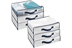 Abizarch 6 Pack Large Clear Clothes Storage Bag,Travel Packing Cube, Zippered PVC Organizing Bags, See Through Moving Bag wit