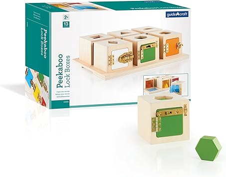 Guidecraft- Peekaboo Cajas cerraduras y Formas (1): Amazon.es: Juguetes y juegos