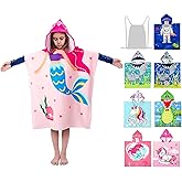 growell Hooded Kids Beach Towels - Toddler Bath Towel Girls Boys Swim Cover-ups for Ages 4 to 10 Kids Pool Towels Quick Dry Lightweight Soft Microfiber Poncho 30x30(Pink Mermaid)