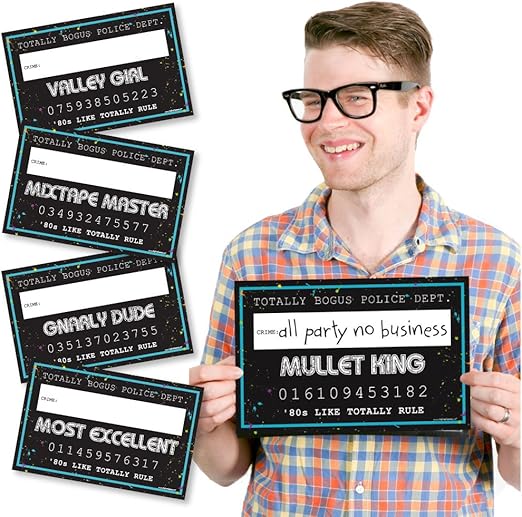 Amazon Com 80 S Retro Party Mug Shots Photo Booth Props