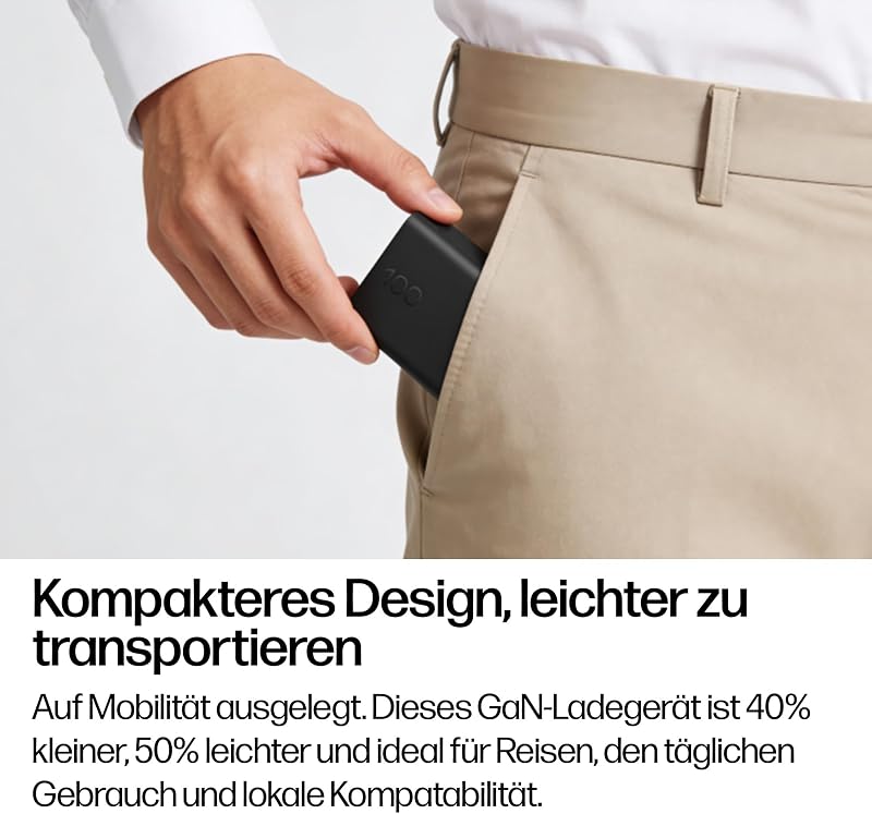 100W GaN USB-C Laptop Ladegerät mit 2 m Ladekabel