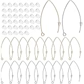 Aylifu 40pcs 316 Stainless Steel Ear Wires V-Shape Hypoallergenic Earrings Hook 40pcs Clear Earring Backs for Jewelry Making Crafting,Silver and Gold
