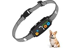 PEWKIM Dog Bark Collar, No Shock Anti-Bark Collar with 3 Modes (Beep/Vibration/Beep+Vibration), Rechargeable & Waterproof Bark Control Collar, Adjustable Sensitivity, LED Display, Safe for Small Medium Dogs