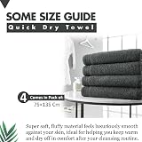 Lions Bath Towels Set of 4 100% Cotton 500 GSM Charcoal 75x135cm view 4