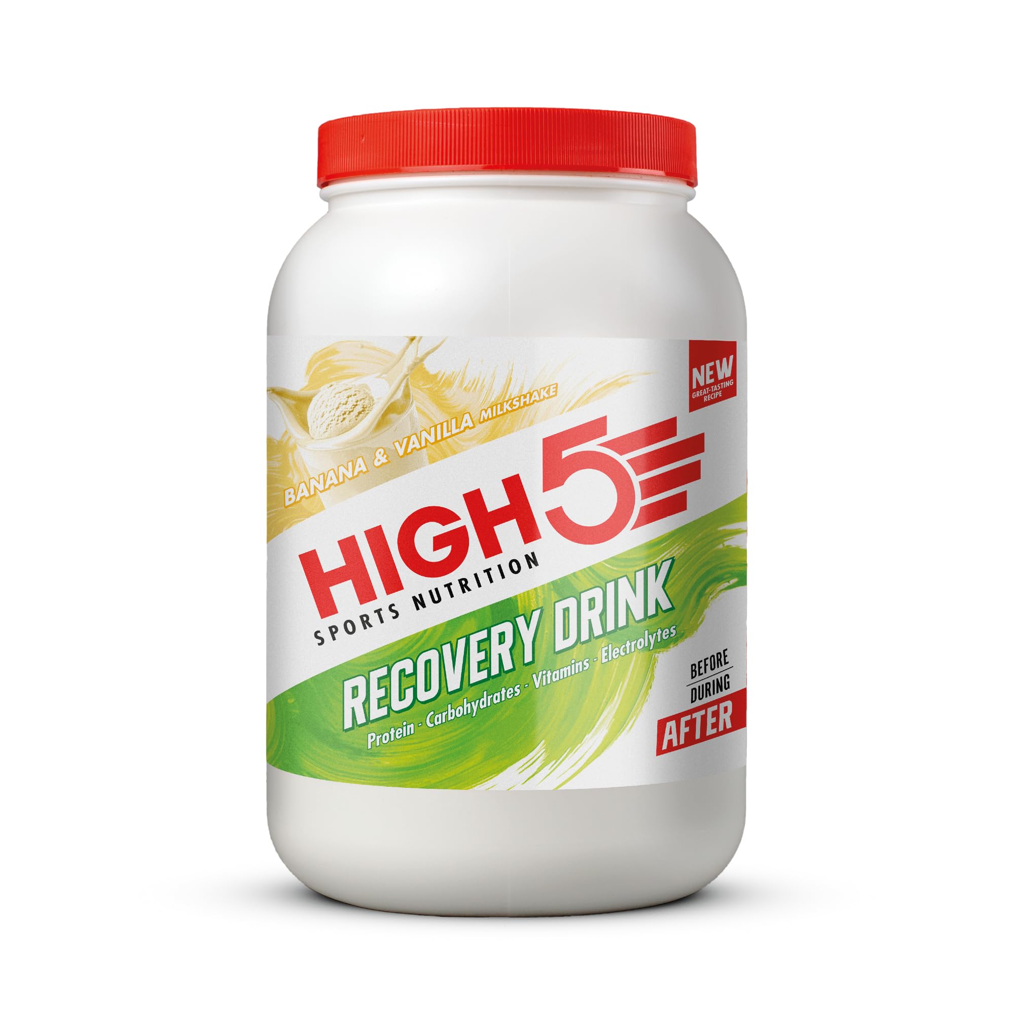 HIGH5 Recovery Drink - Carbohydrate and Whey Protein Powder (20g) for Muscle Recovery with Electrolytes Powder - Fast-Absorbing Post Workout Shake (Banana & Vanilla Milkshake, 1.6kg - 32 Servings)