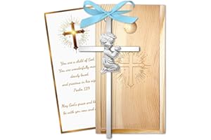 MELIATOMIA Baptism Gifts for Boys & Girls,First Communion Gifts for Kids,Christening Baby Shower Party 6in Praying Cross