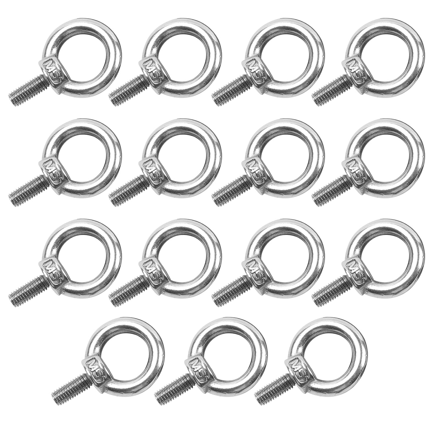 15pcs m5 eye bolt,eye screws 304 stainless steel male thread lifting ring eye bolts,eye bolts heavy duty,for living lifting and various engineering lifting equipment