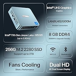 PELADN WI4 N5095 Mini PC 8GB DDR4 256GB SSD, 11th