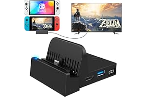 Ukor TV Docking Station for Switch - Portable Charging Stand and HDMI Adapter with Extra USB 3.0 Port, Replacement Charging Dock for Nintendo Switch